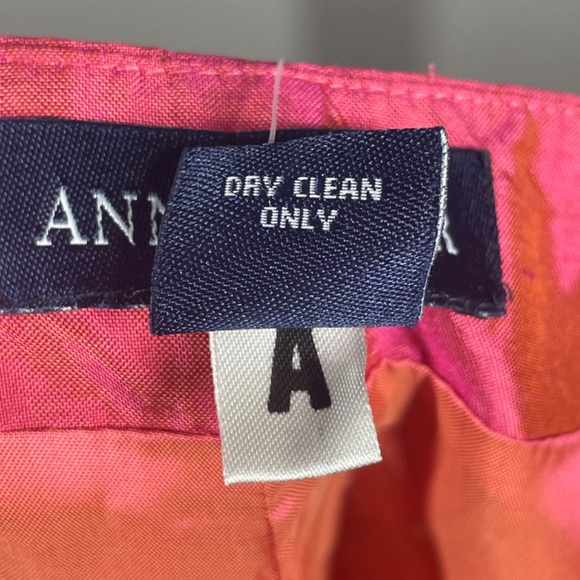 NEW Ann Taylor Pants Womens 10 pink silk straight leg trouser preppy classic - Picture 6 of 9
